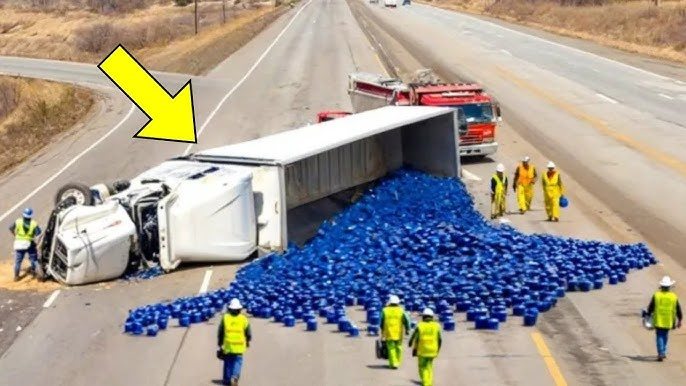 LKW verliert Ladung auf der Autobahn, dann erkennt der Fahrer, was es ist …