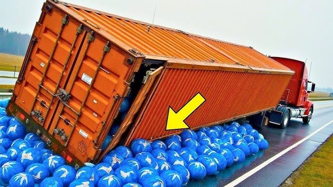 LKW verliert Ladung auf der Autobahn, dann erkennt der Fahrer, was es ist …