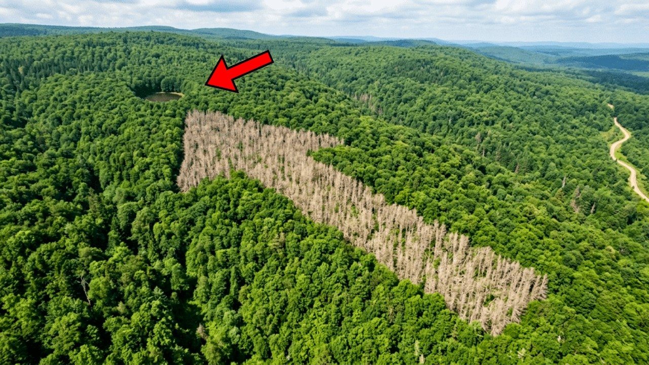 Ein Pilot entdeckt einen riesigen Pfeil im Wald – und findet heraus, wohin er zeigt